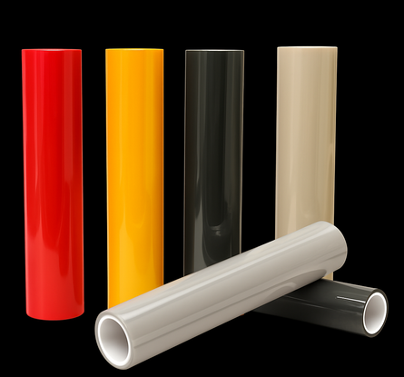 Variety of TitanGuard PPF rolls displayed in multiple colors, showcasing premium paint protection film options